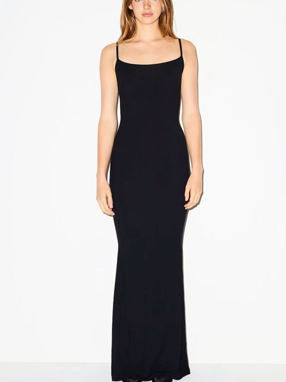 Skims Long Slip Dress Onyx